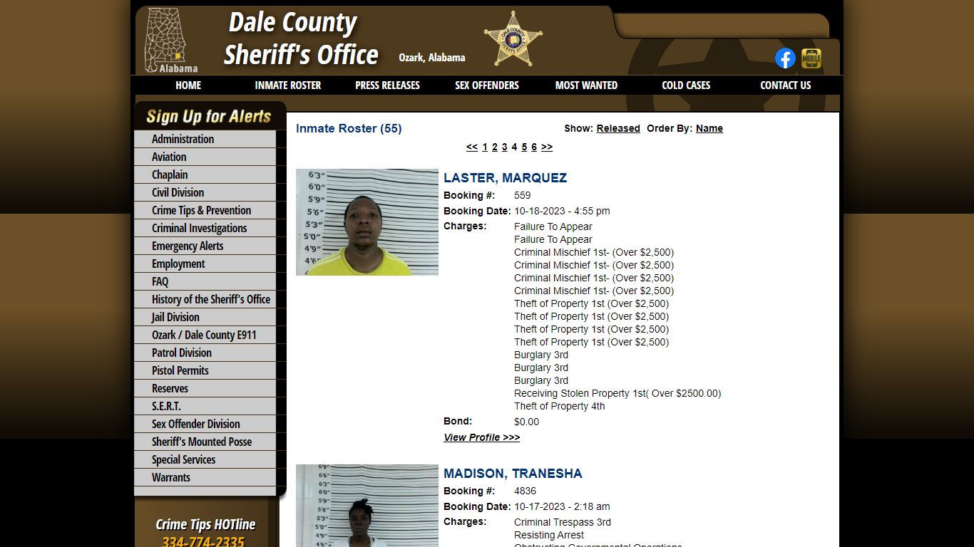 Inmate Roster - Page 4 Current Inmates Booking Date Descending - Dale ...